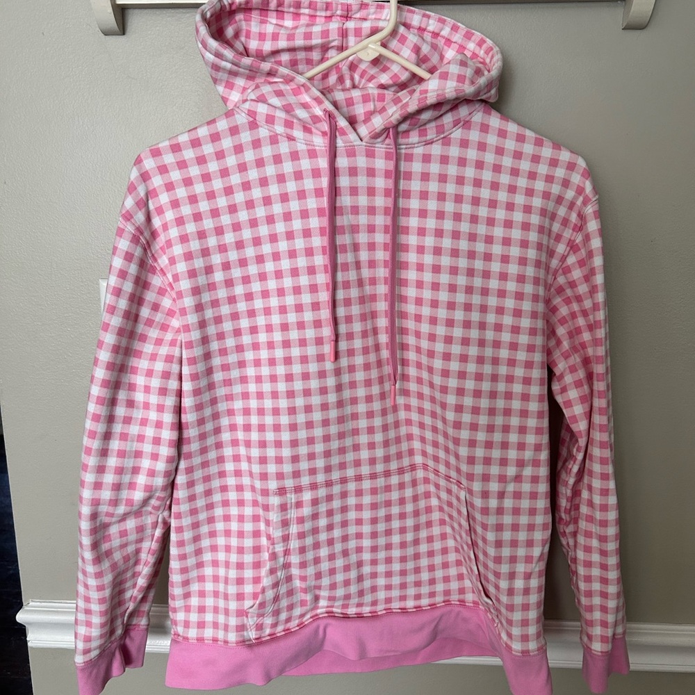 Draper James Pink & White Gingham Hoodie